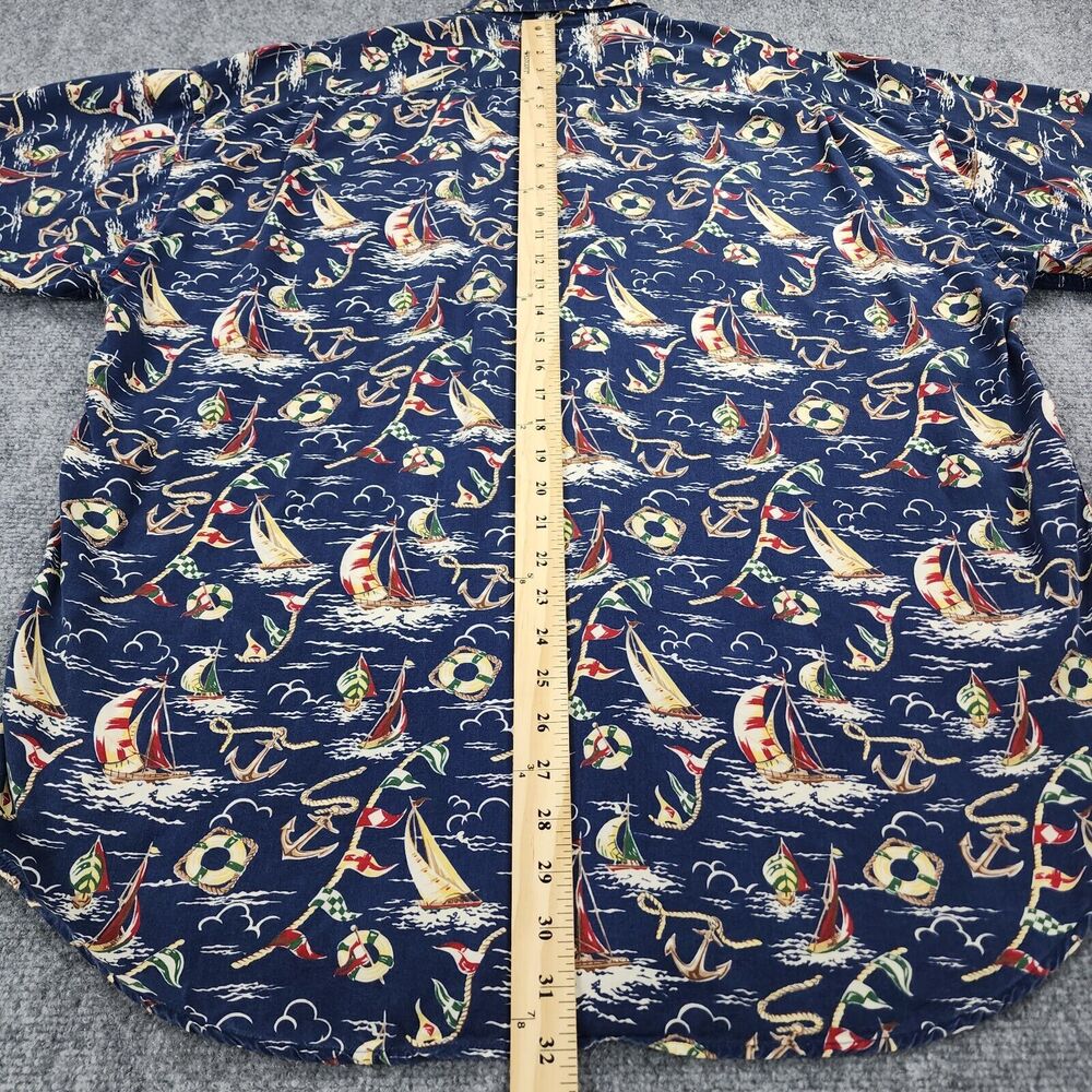 Tommy Hilfiger Shirt Mens Medium Sailing AOP Camp Loop Collar Vintage Nautical - Picture 7 of 13
